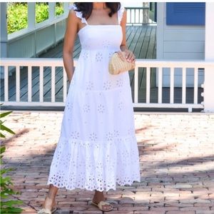J Crew white eyelet maxi dress